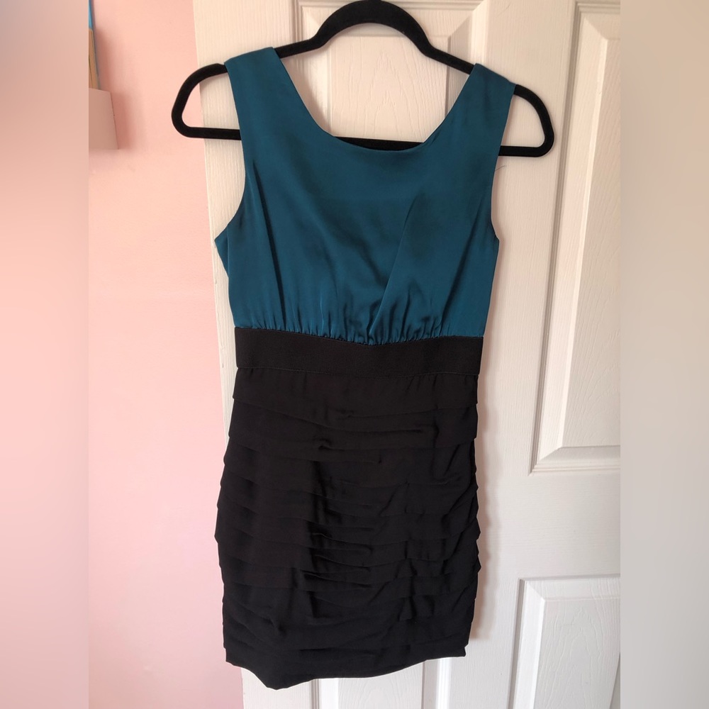 Express Blue & Black Sleeveless Cocktail Dress